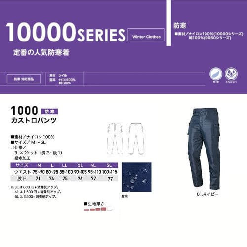 防寒 カストロパンツ 1000 三愛