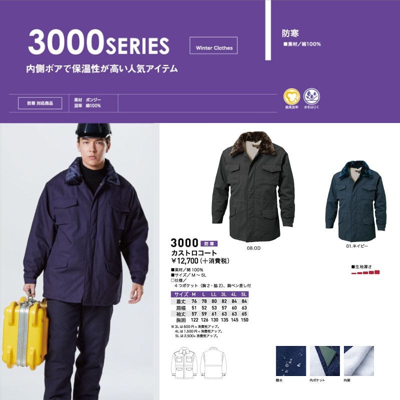 防寒 カストロコート(綿100%) 3000 三愛