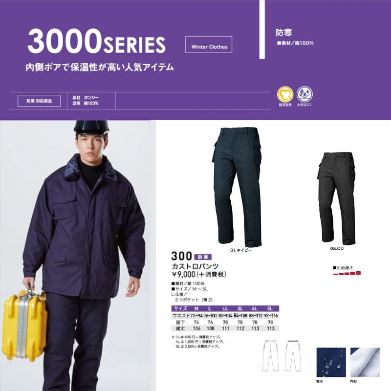 防寒 カストロパンツ(綿100%) 300 三愛