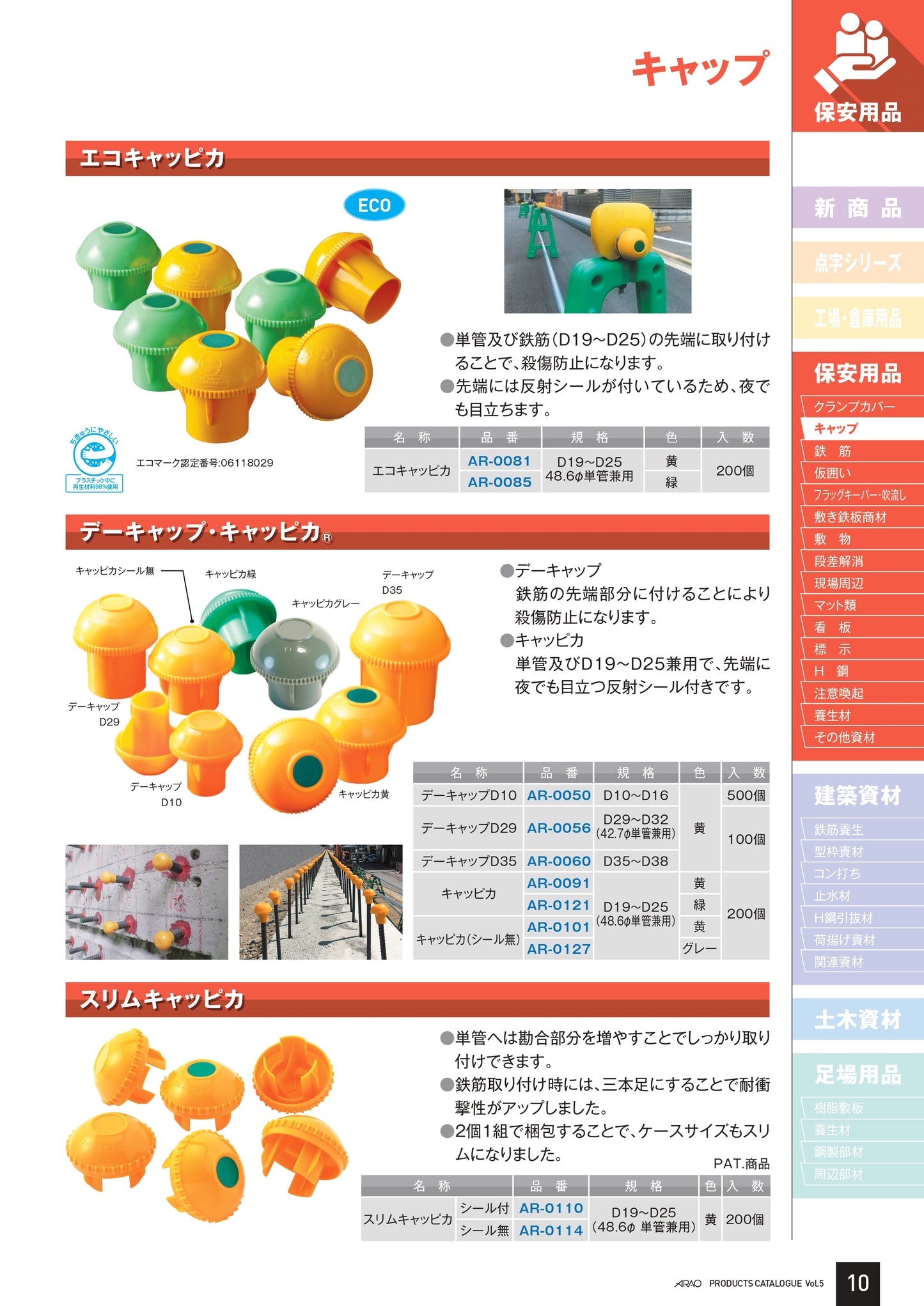 単管キャップ キャッピカ アラオ 48.6φ・D19~D25兼用 200個セット