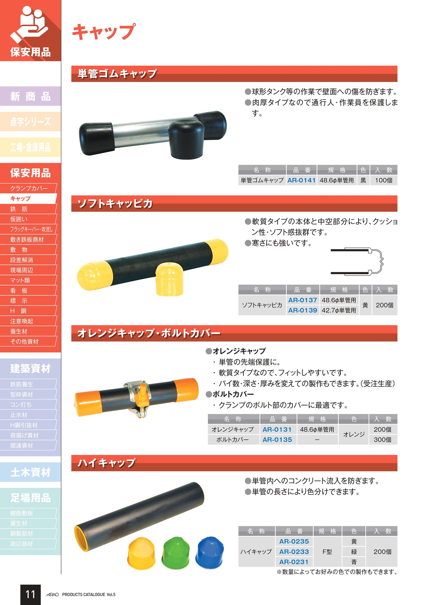 アラオ 単管ゴムキャップ 48.6単管用 AR-0141