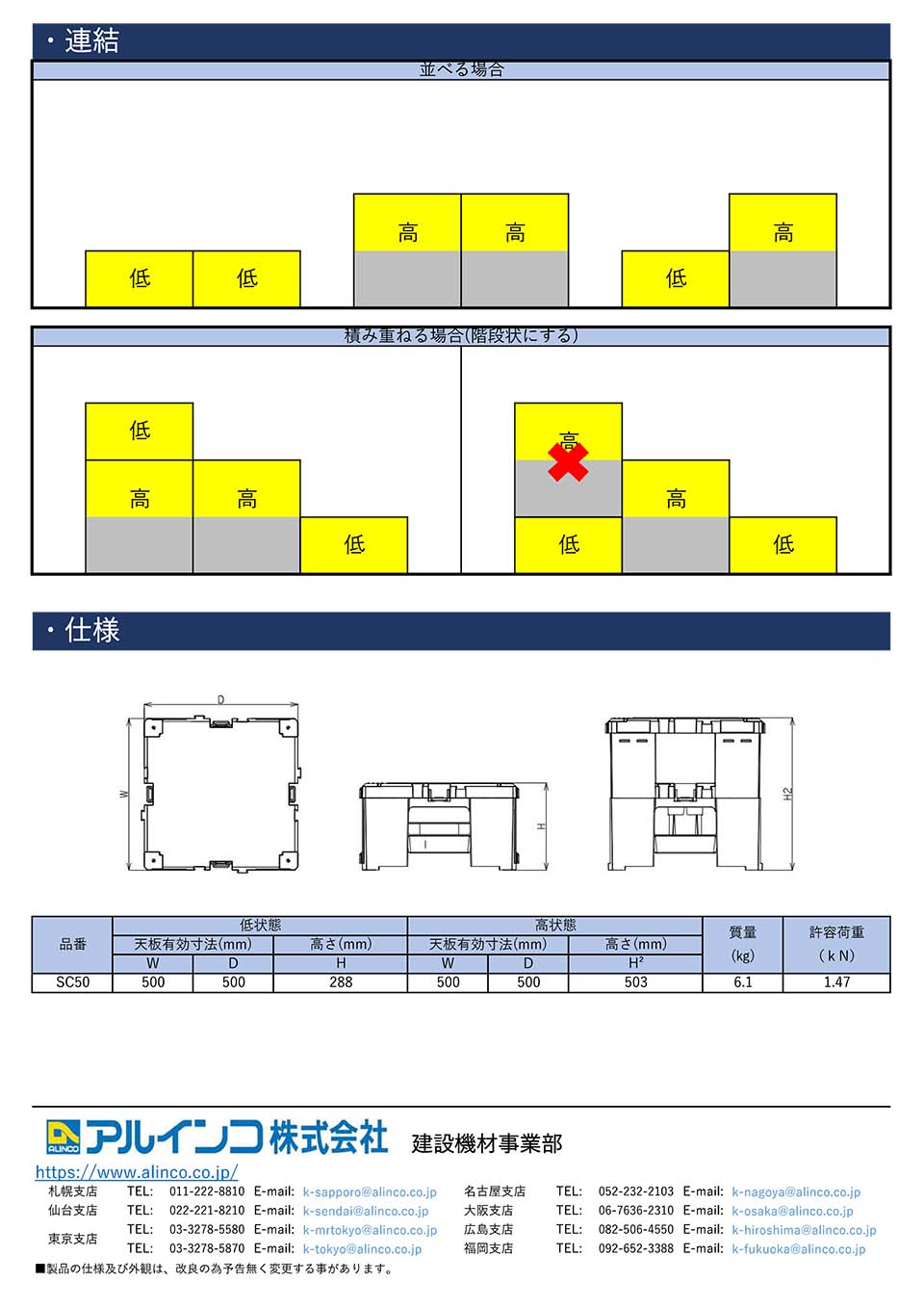 軽作業用踏み台 ステップキューブ SC50 50cm アルインコ