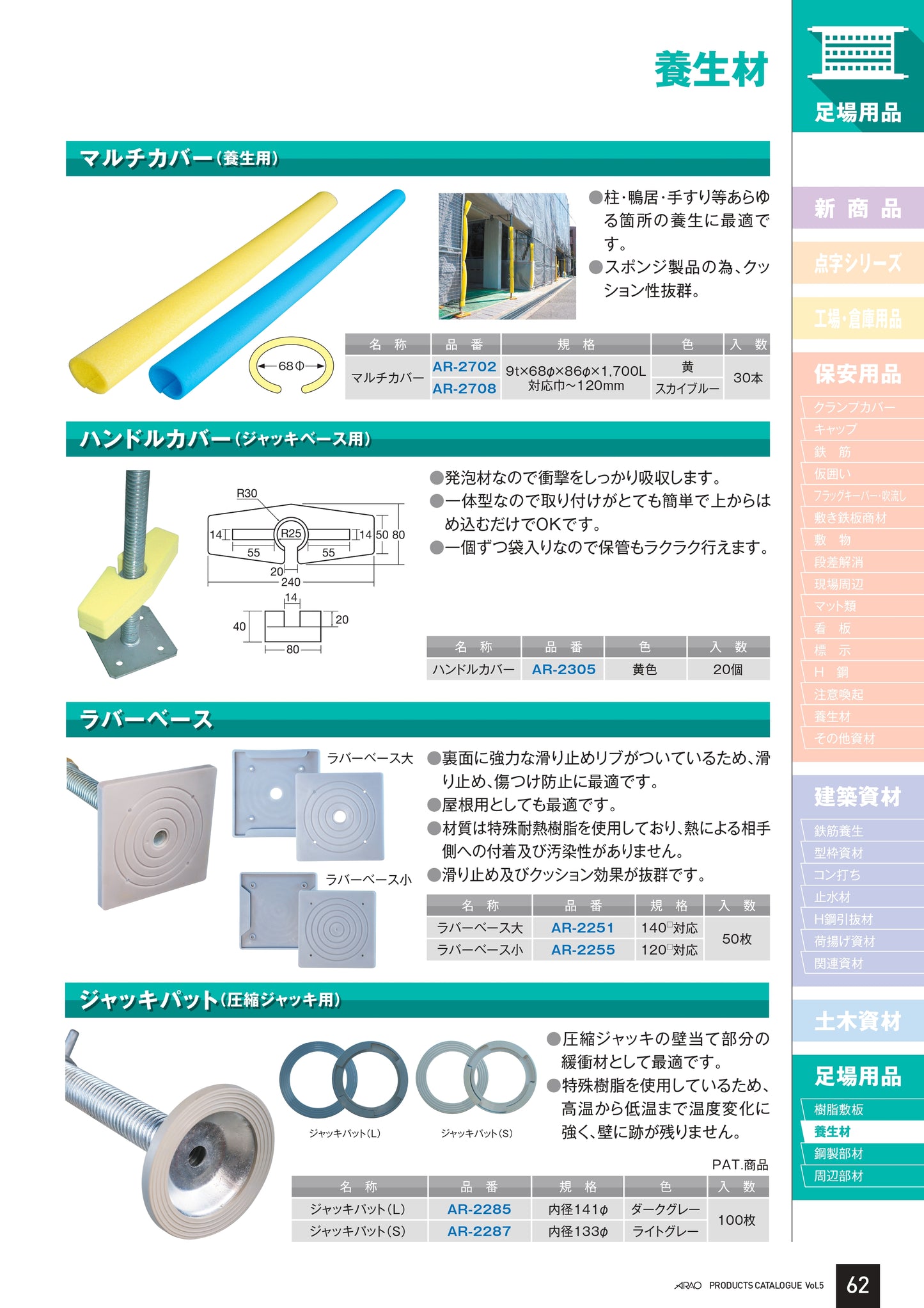 ラバーベース ジャッキベース用滑り止め敷板 50枚入 アラオ