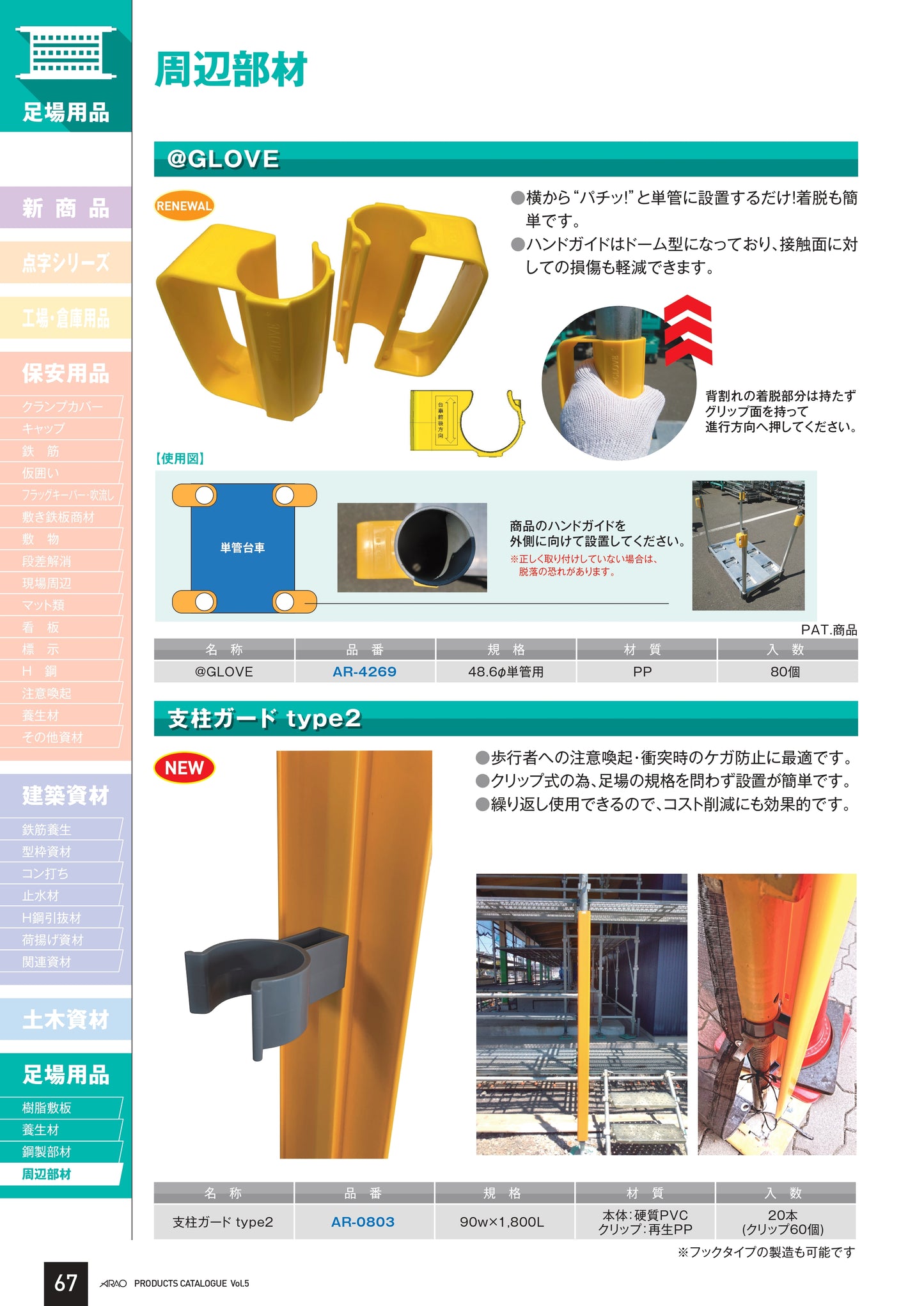 支柱ガード type2 簡単設置 20本セット アラオ