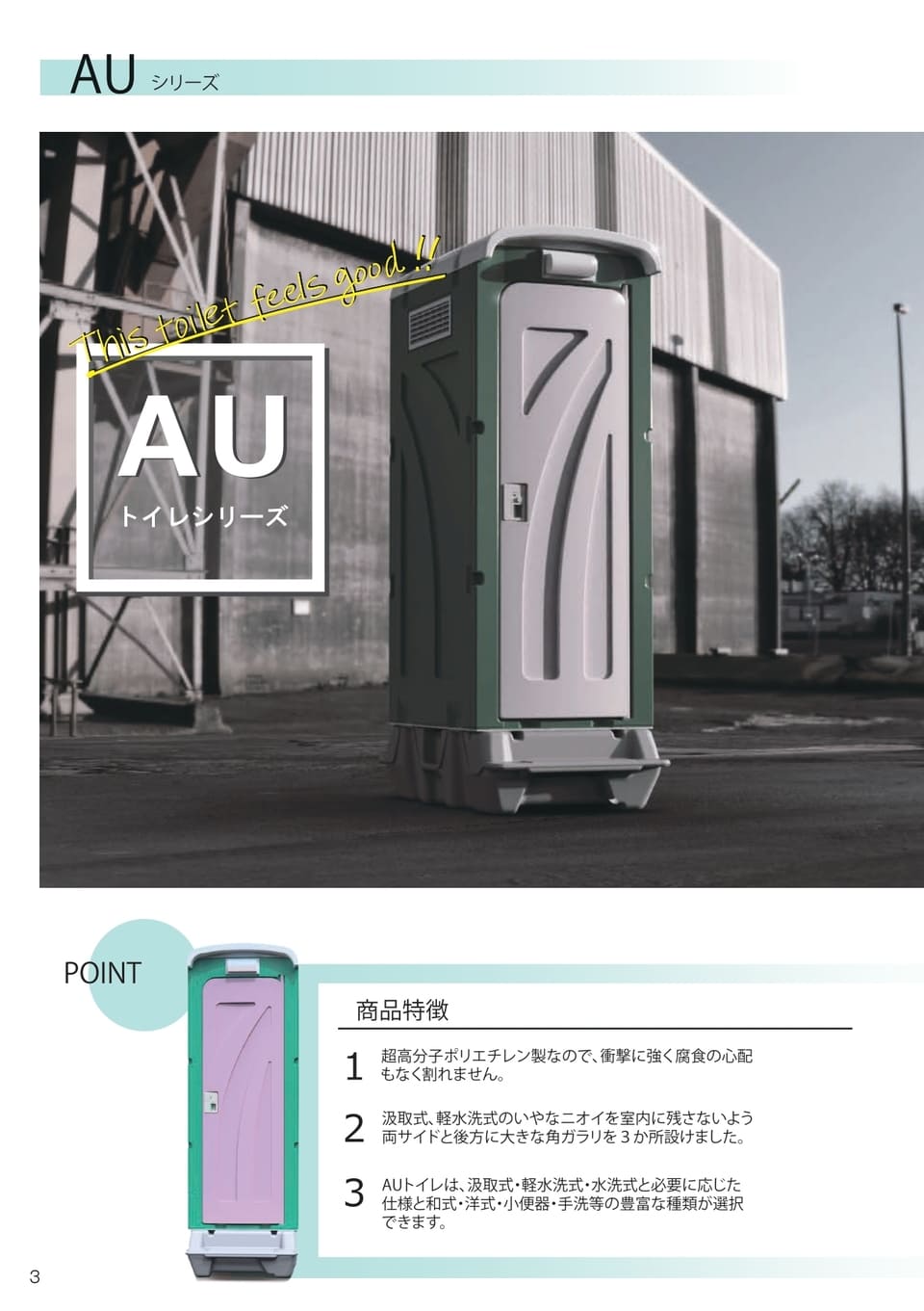 中古 水洗式仮設トイレ 和式 旭ハウス工業 AUG-1W+15WS