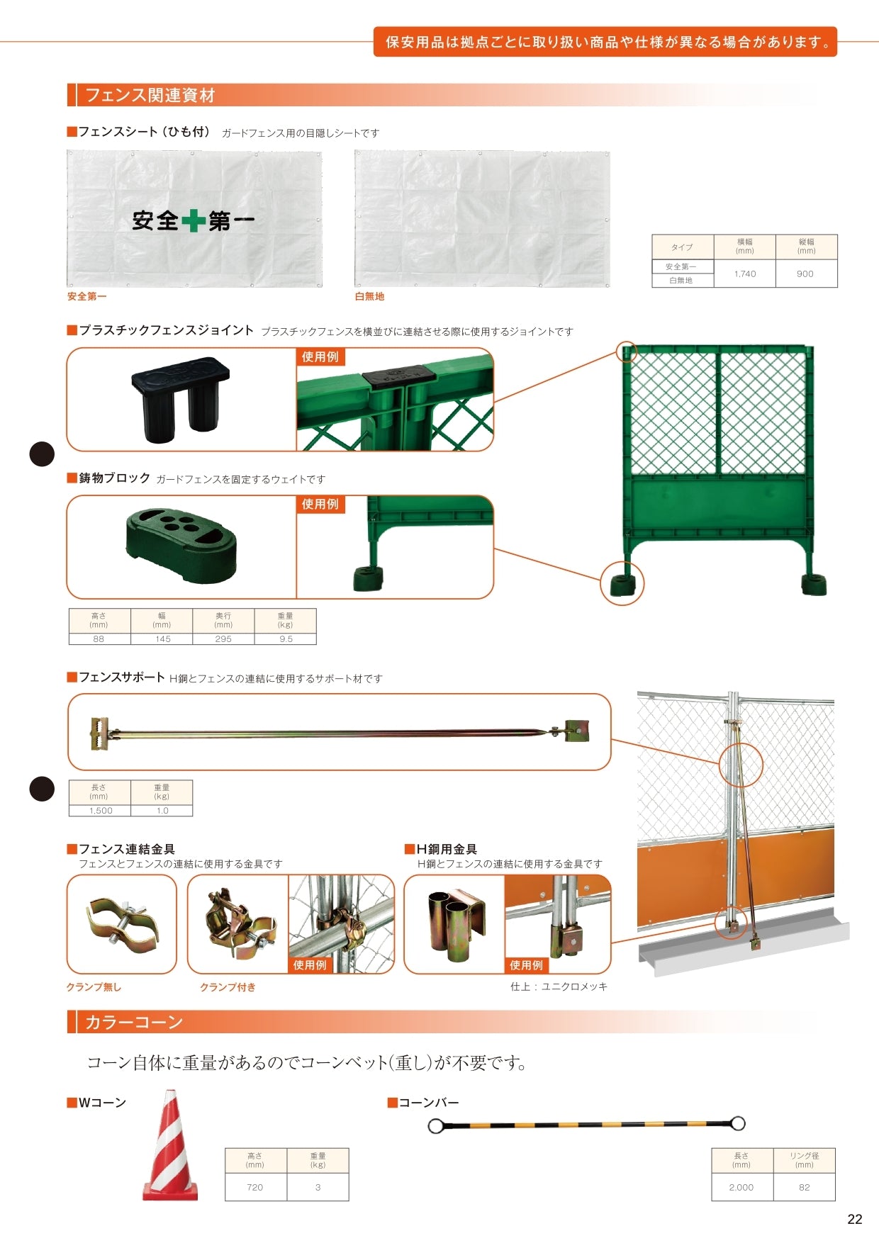 フェンス連結金具 クランプ無し/クランプ付き カワモリ産業