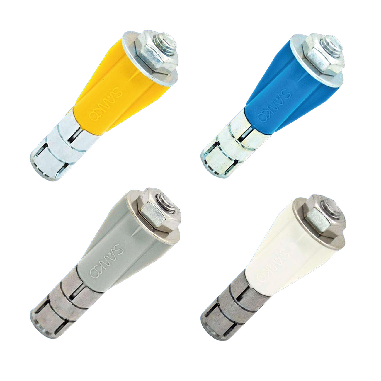 ALCアンカー サンコーテクノ AXシリーズ ステンレス製とスチール製、ミリねじインチねじの比較画像