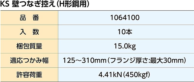 KS 壁つなぎ控え H形鋼用 1064100 国元商会 大阪