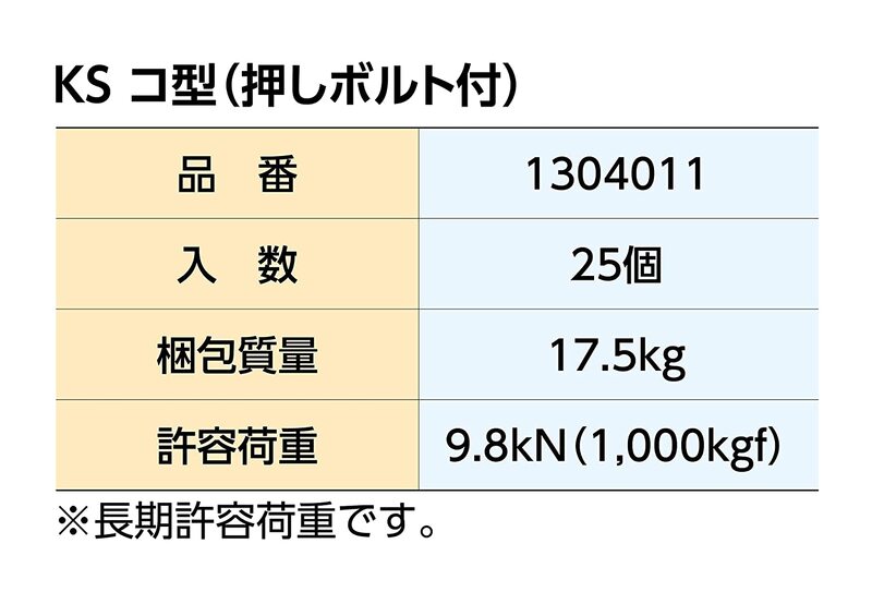 KS コ型クランプ 押ボルト付 1304011 国元商会 大阪