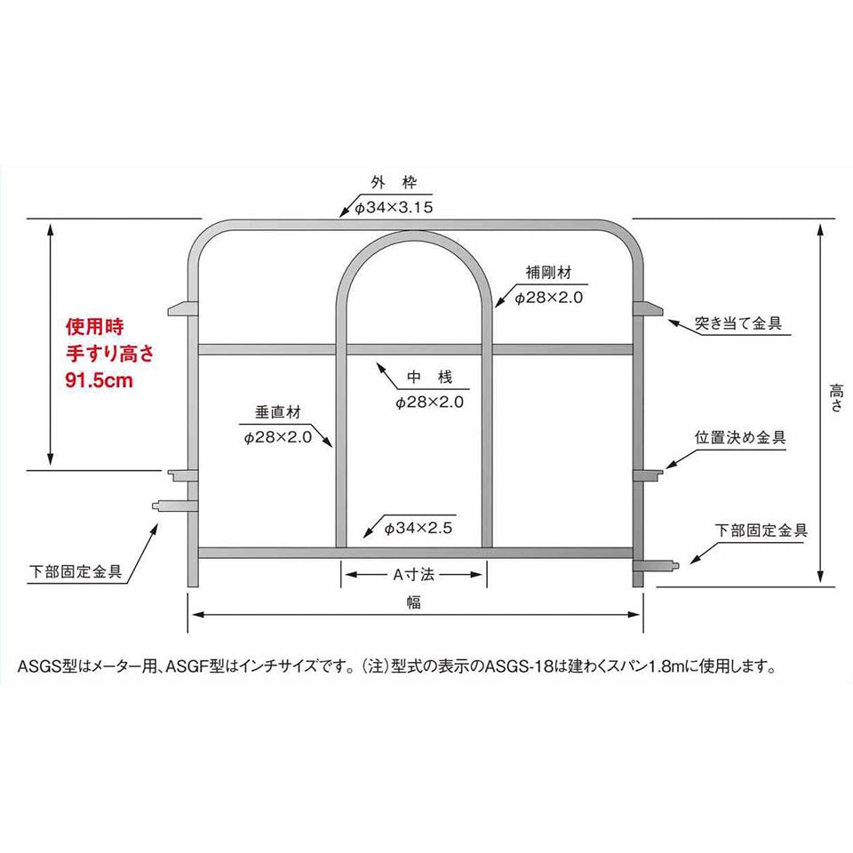 中古 先行手摺枠 据え置き型 アルミスカイガード ASGS-18 メータータイプ 中央ビルト工業 – ぼんてん屋｜足場販売・買取の総合通販サイト