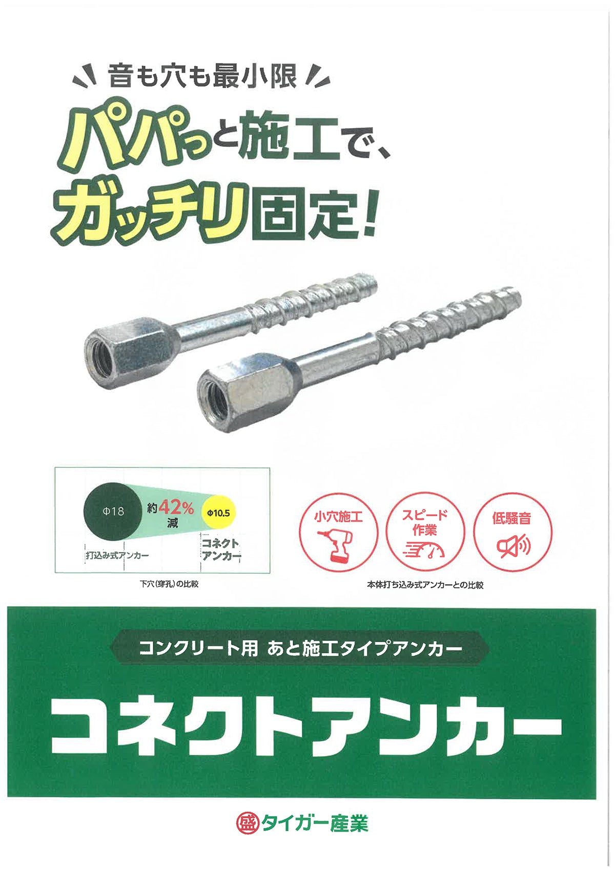 コネクトアンカー 壁つなぎアンカー w1/2 タイガー産業