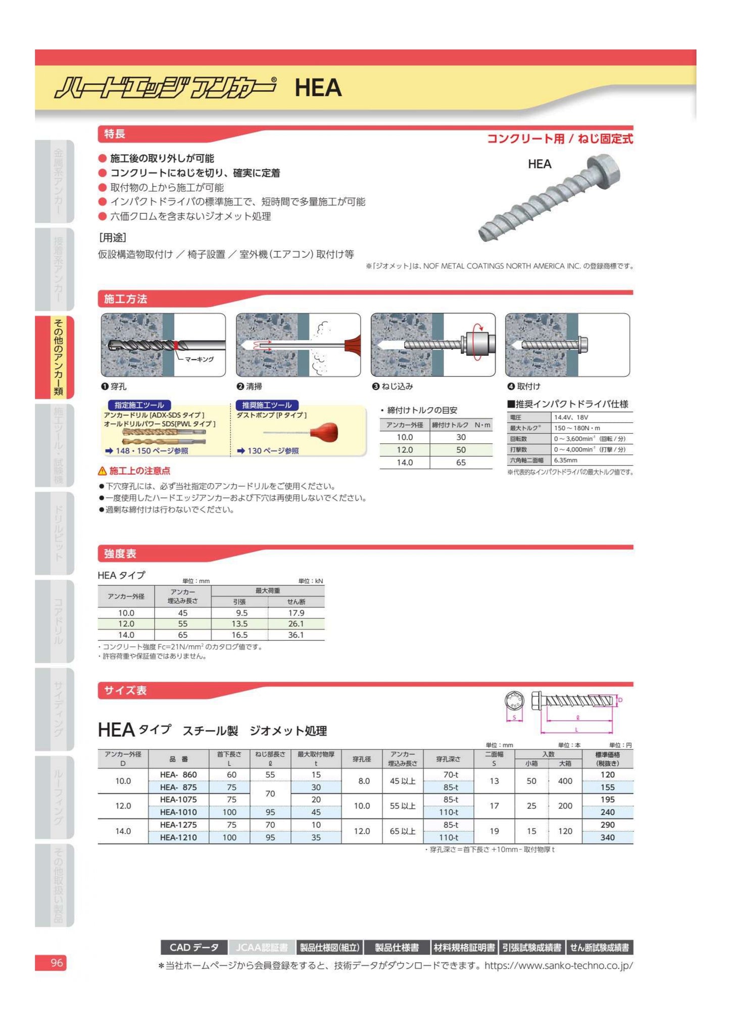 ハードエッジアンカー HEA サンコーテクノ製