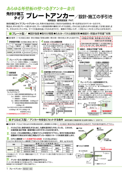 先付け施工足場つなぎアンカー プレートアンカー 4分 AL／FD ゼン技研 50個入 ALC用