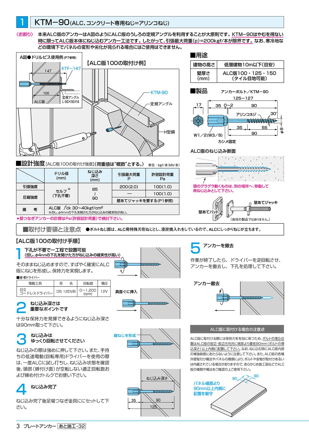 あと施工足場つなぎアンカー プレートアンカー KTM-90 ゼン技研 50個入 ALC/コンクリート用 – ぼんてん屋｜足場販売・買取の総合通販サイト