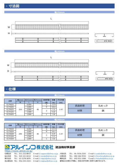 金属製足場板 プラチナプレート 250×4000mm CLT4025