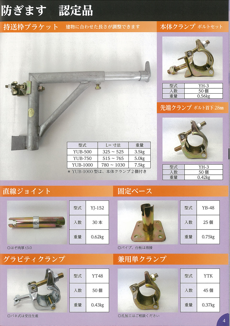 YA型壁つなぎ (ZAMメッキ) ユハラ工業 – ぼんてん屋｜足場販売・買取の総合通販サイト