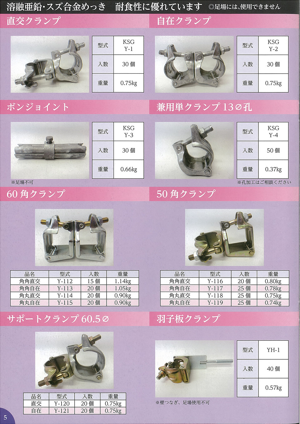 YA型壁つなぎ (ZAMメッキ) ユハラ工業